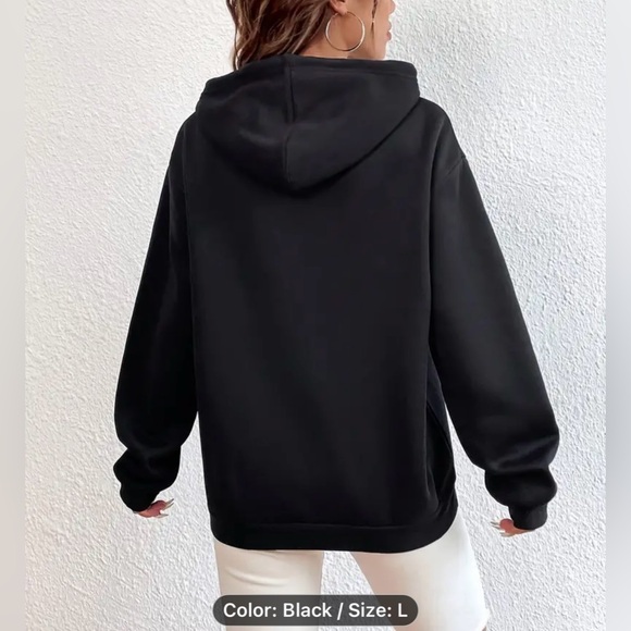 NEW Women’s Black Print Hoodie, Large, Leopard Heart, Kangaroo front Pocket - Picture 2 of 4